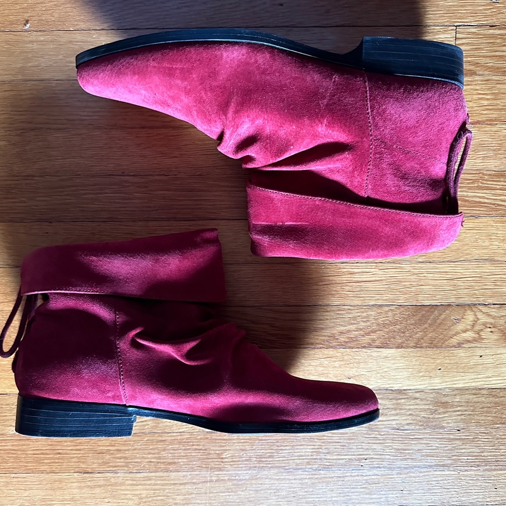 Danielle Red Suede Booties, Size 10, NWOT